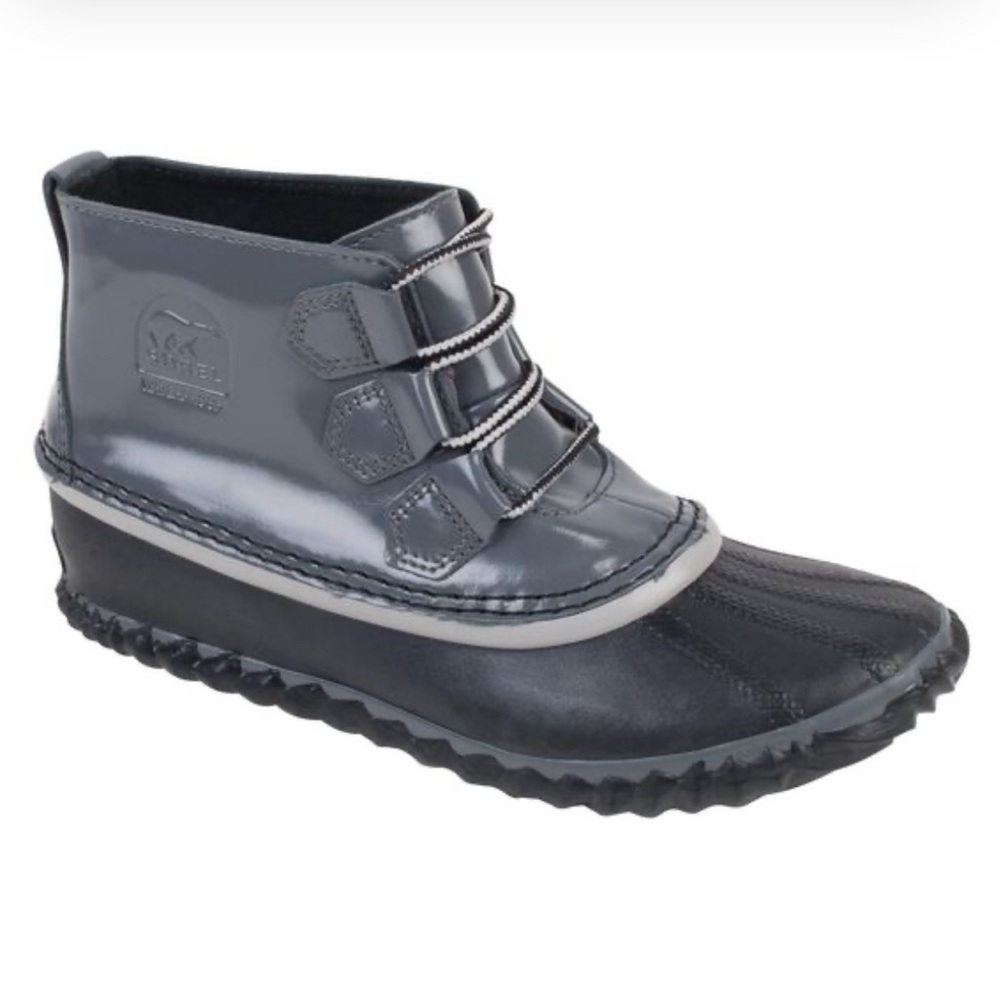 Sorel - women’s Out ‘N About rain boots waterproof grey lace up booties size 6